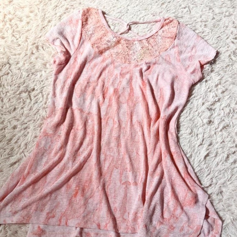 Tiedye Delicate Lace Ethereal Flowy Goddess Hippie Earthy Top Womens M Lagenlook